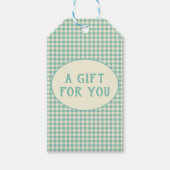 ヴィンテージブルーチェッカーボードパターカスタムン ギフトタグ (正面)