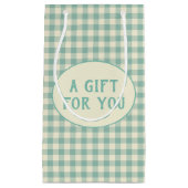 ヴィンテージブルーチェッカーボードパターカスタムン スモールペーパーバッグ (正面)