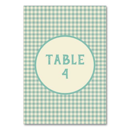 ヴィンテージブルーチェッカーボードパターカスタムン テーブルナンバー (正面)