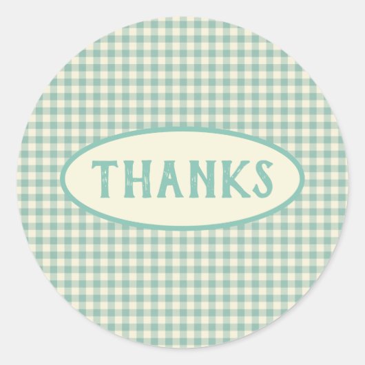 ヴィンテージブルーチェッカーボードパターカスタムン ラウンドシール (正面)