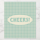 ヴィンテージブルーチェッカーボードパターカスタムン ワインラベル (シングルラベル)