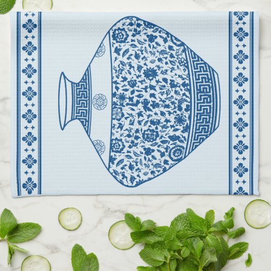 ヴィンテージブルーチノイスリージンジャージャースヴァース キッチンタオル (折り畳み)