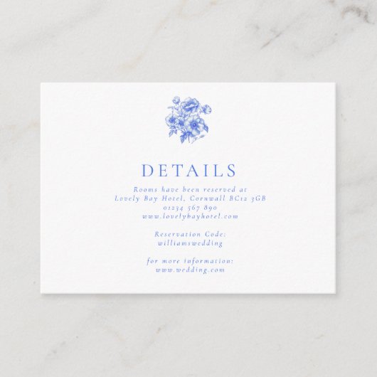 ヴィンテージブルーチノイスリー結婚フローラ エンクロージャーカード (正面)