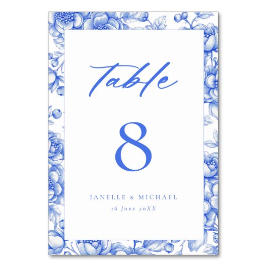 ヴィンテージブルーチノイスリー結婚フローラ テーブルナンバー (正面)