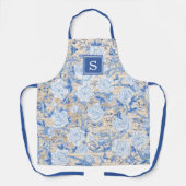ヴィンテージブルーチノワセリーバード&フローラモノグラム エプロン (正面)