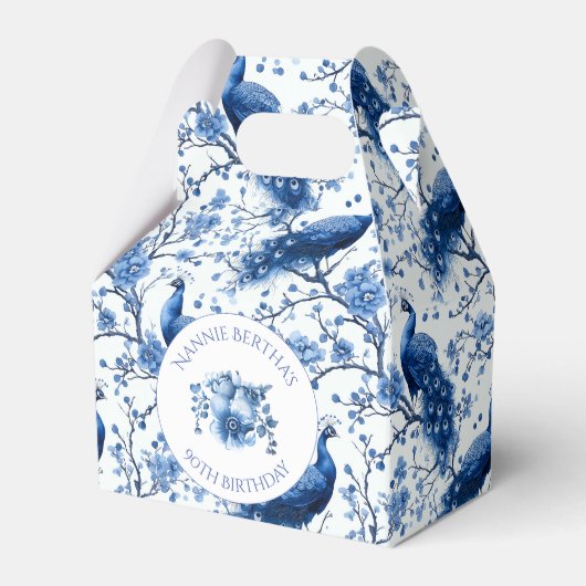 ヴィンテージブルーチフランスのノイスリーピーコックフローラ フェイバーボックス (正面サイド)