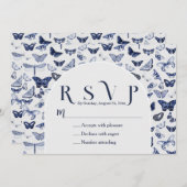 ヴィンテージブルーチョウ 招待状 (正面/裏面)