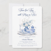 ヴィンテージブルーチンノッセリーベビーシャワーティーパーティー 招待状 (正面)