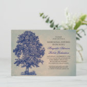 ヴィンテージブルーツリーの田舎風リハーサルディナー招待状 招待状 (スタンド正面)