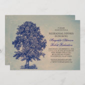 ヴィンテージブルーツリーの田舎風リハーサルディナー招待状 招待状 (正面/裏面)