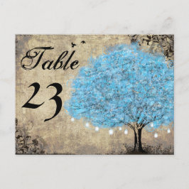 ヴィンテージブルーツリーテーブル番号 ポストカード