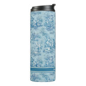 ヴィンテージブルーティール(緑がかった色)トワールデジュイ印刷 タンブラー (回転左)