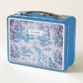 ヴィンテージブルーティール（緑がかった色）トワールデジュイ印刷 メタルランチボックス (裏面)