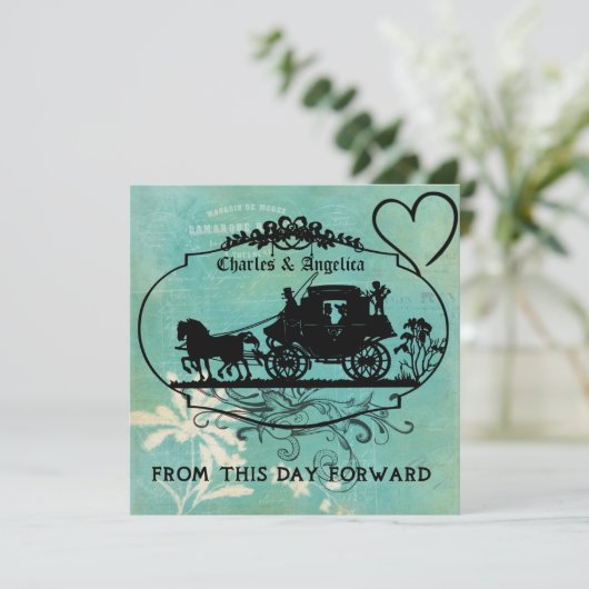 ヴィンテージブルーテイデイフォワード結婚式招待状 招待状 (スタンド正面)