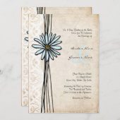 ヴィンテージブルーデイジー結婚式招待状 招待状 (正面/裏面)