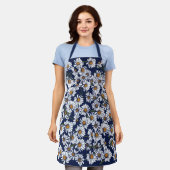 ヴィンテージブルーデイジー エプロン (着用した状態)