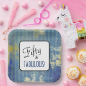 ヴィンテージブルーデニムフィフティ&ファブラス!50歳 ペーパープレート (パーティー)