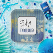 ヴィンテージブルーデニムフィフティ&ファブラス!50歳 ペーパープレート (パーティー)