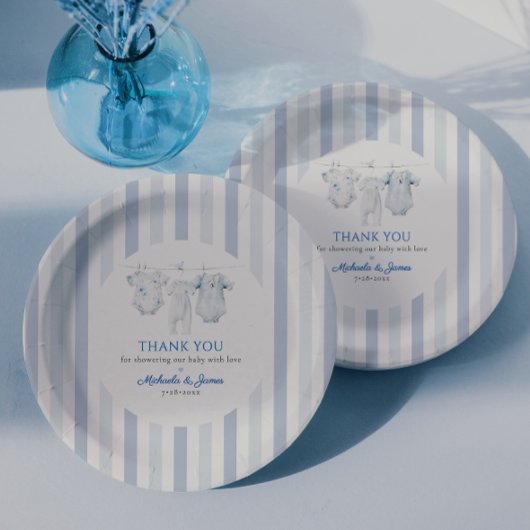 ヴィンテージブルートイレベビー衣服男の子の赤ちゃんシャワー ペーパープレート