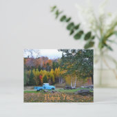 ヴィンテージブルートラックありがとうはがき ポストカード (スタンド正面)