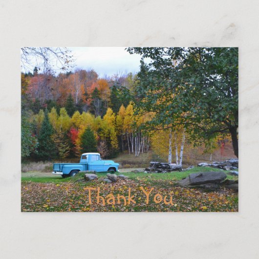 ヴィンテージブルートラックありがとうはがき ポストカード (正面)