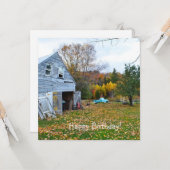 ヴィンテージブルートラックアンドバーン誕生日フラットカード カード (正面/裏面インサイチュ)