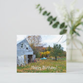 ヴィンテージブルートラックアンドバーン誕生日ポストカード ポストカード (スタンド正面)