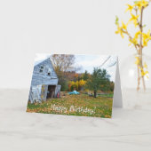 ヴィンテージブルートラックアンドバーン誕生日 カード (黄色い花)