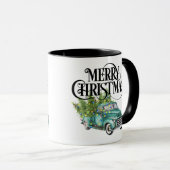 ヴィンテージブルートラッククリスマスツリーレトロギフトマグ マグカップ (正面右)