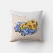 ヴィンテージブルートラックヒマワリ クッション (裏面)