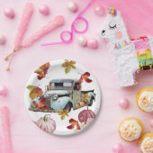 ヴィンテージブルートラック紅葉カボチャ ペーパープレート (パーティー)