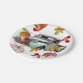 ヴィンテージブルートラック紅葉カボチャ ペーパープレート (アングル)