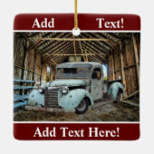 ヴィンテージブルートラック素朴バーンドセラミックオーナメント セラミックオーナメント (裏面)