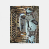 ヴィンテージブルートラック素朴バーン フリースブランケット (正面)