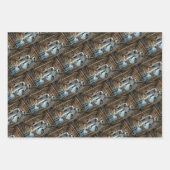 ヴィンテージブルートラック素朴バーン ラッピングペーパーシート (正面2)