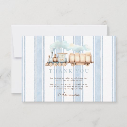 ヴィンテージブルートレイン二歳の誕生日 サンキューカード (正面)