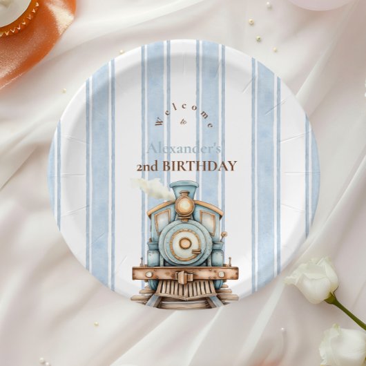ヴィンテージブルートレイン二歳の誕生日 ペーパープレート