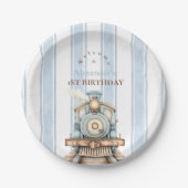 ヴィンテージブルートレイン1日の誕生日 ペーパープレート (正面)