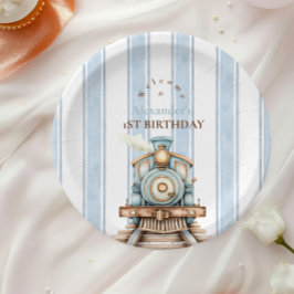 ヴィンテージブルートレイン1日の誕生日 ペーパープレート