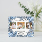 ヴィンテージブルートロピカルパームズウェディング日付を保存 (スタンド正面)