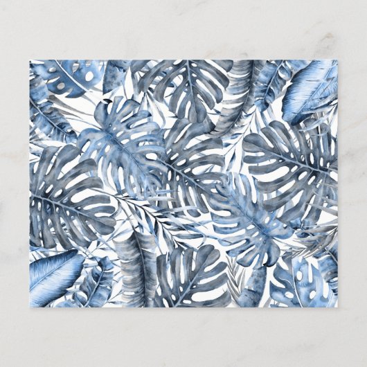 ヴィンテージブルートロピカルパームズウェディング日付を保存 (裏面)