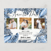 ヴィンテージブルートロピカルパームズウェディング日付を保存 (正面)