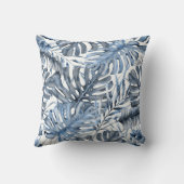 ヴィンテージブルートロピカルパーム葉ズサマーアイランド クッション (裏面)