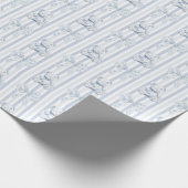 ヴィンテージブルートワールストライプズ&ボーイベビーシャワー ラッピングペーパー (角)