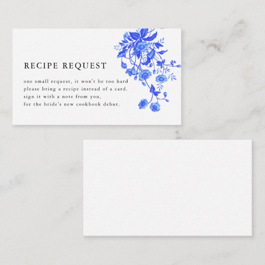 ヴィンテージブルートワールフローラブライダルシャワーレシピ エンクロージャーカード (正面/裏面)