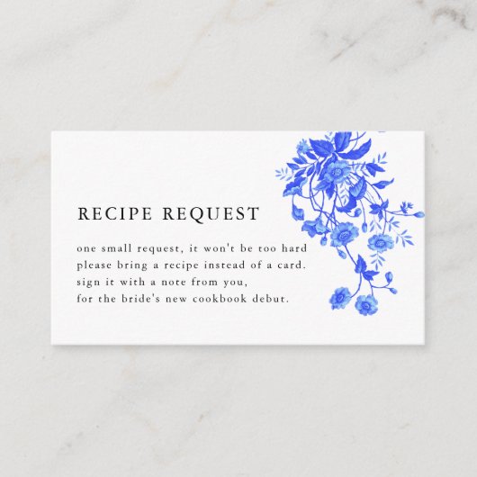 ヴィンテージブルートワールフローラブライダルシャワーレシピ エンクロージャーカード (正面)