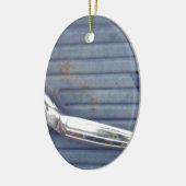 ヴィンテージブルードア、シルバーハンドル セラミックオーナメント (左)