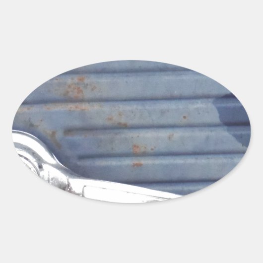 ヴィンテージブルードア、シルバーハンドル 楕円形シール (正面)
