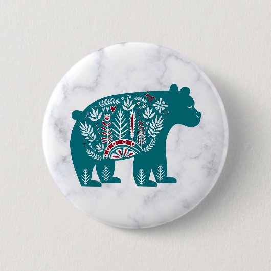 ヴィンテージブルーノルディックベアオンマーブルピンバック 缶バッジ (正面)