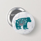 ヴィンテージブルーノルディックベアオンマーブルピンバック 缶バッジ (正面&裏面)